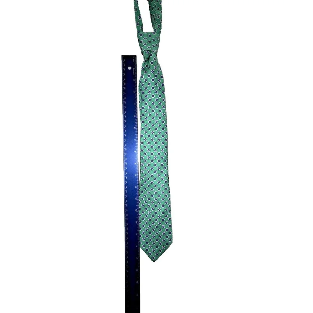 Lauren Ralph Lauren Green Silk Tie Floral Geometric Pattern Classic
